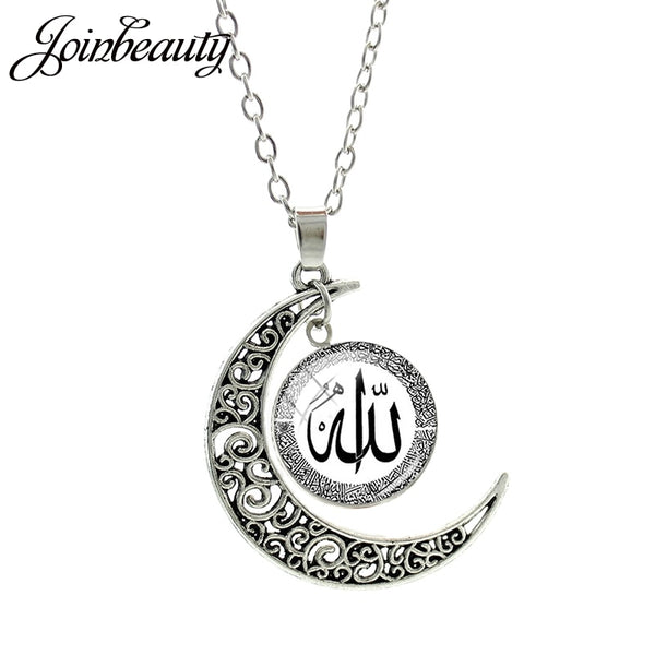Islamic Muslims Allah Pattern Moon Necklace Fashion Women Men Accessories Simple Pendant Handmade Jewelry NT355 - iBay Direct