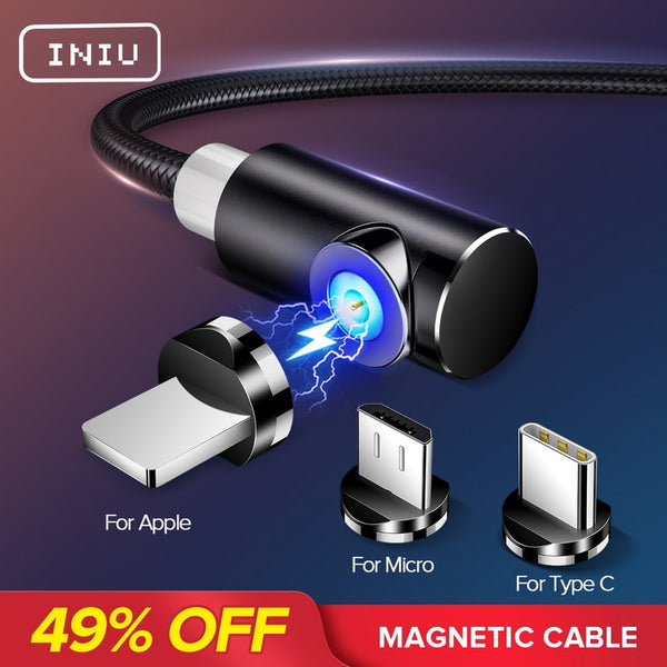 INIU 2m Magnetic Cable Micro USB Type C Adapter Charger Fast Charging For iPhone XS Max Samsung Charge Magnet Android Phone Cord - iBay Direct