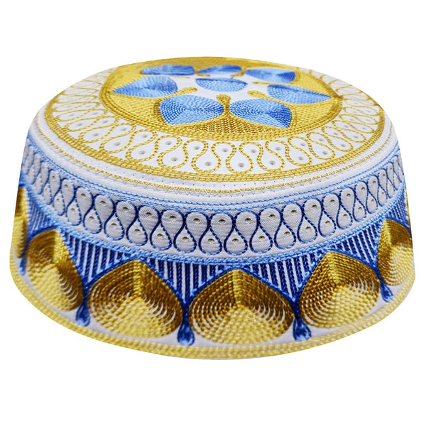 Golden Blue Topi  Kippah Islam Prayer Caps. - iBay Direct