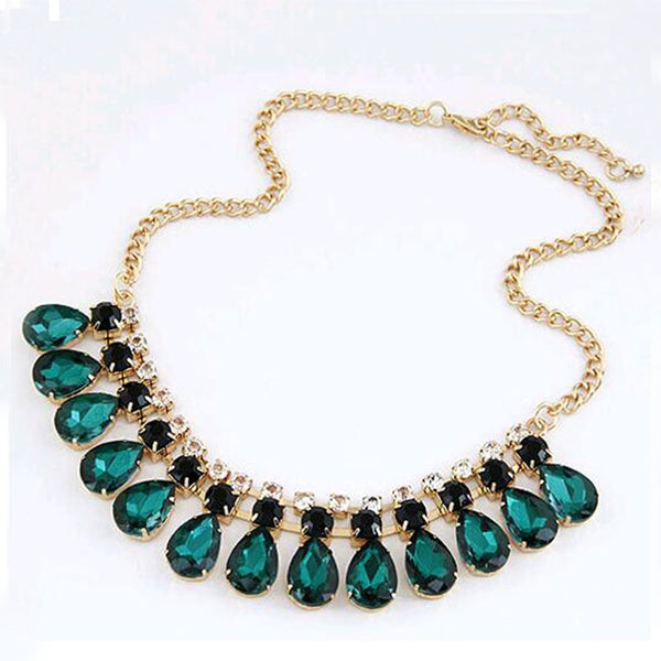 IPARAM 2019 new fashion jewelry green crystal necklace and pendant fashion high fashion necklace - iBay Direct