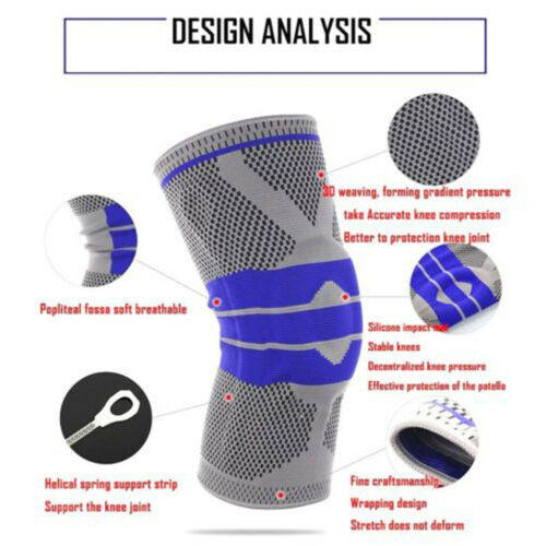 Silicone Spring Knee Brace Sport Support Strong Meniscus Protection Compression Lnee Pads - iBay Direct