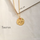 Gold Coin Disk Pendant Zodiac Necklace for Men Women - iBay Direct