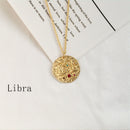 Gold Coin Disk Pendant Zodiac Necklace for Men Women - iBay Direct