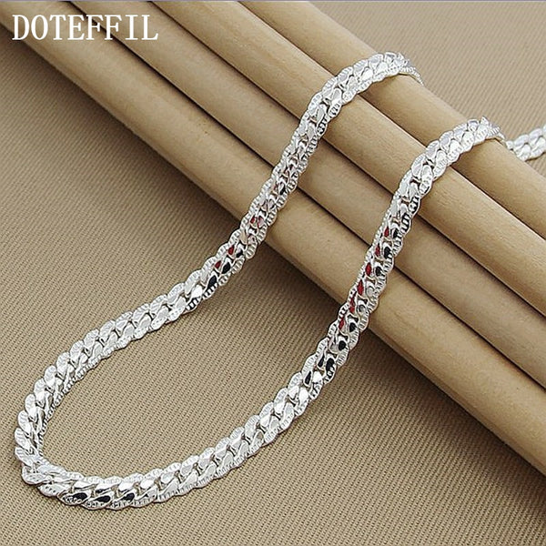 New Arrivals Women 6MM Full Sideways 925 Silver Necklace 925 Silver Color Fashion Jewelry Women Men Link Chain Necklace Lady Gif - iBay Direct