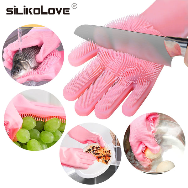 SILIKOLOVE Magic Silicone Dish Washing Gloves Kitchen Accessories Dishwashing Glove Household Tools for Cleaning Car Pet Brush - iBay Direct