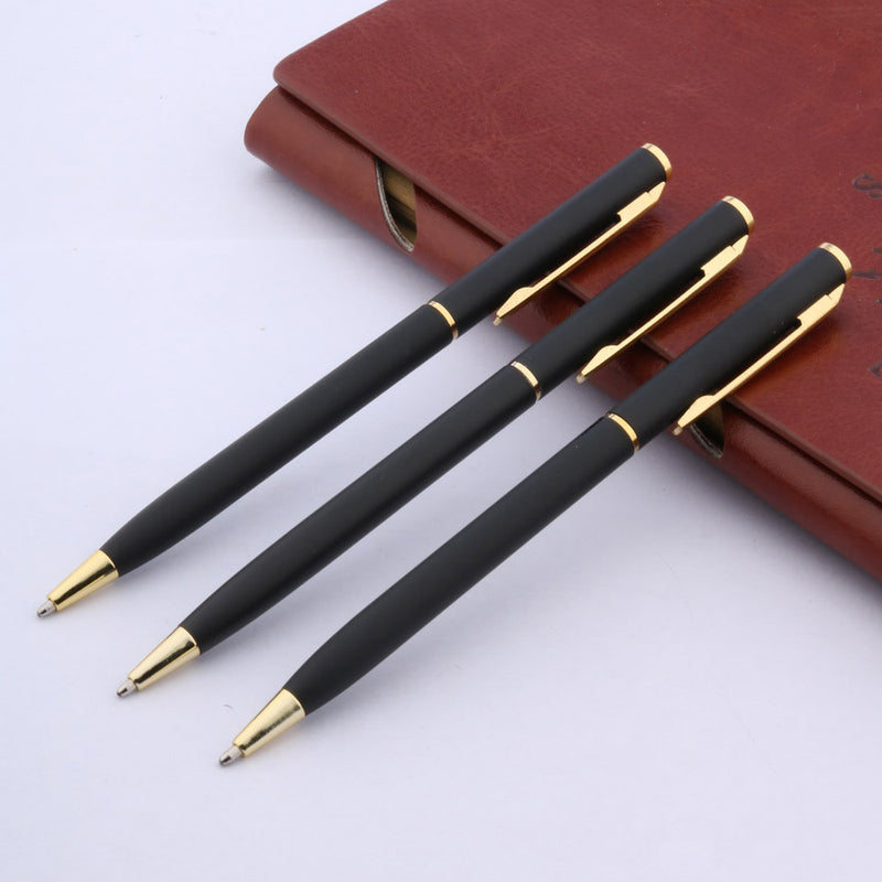 MATTE BLACK piece metal classical golden student Ballpoint Pen - iBay Direct
