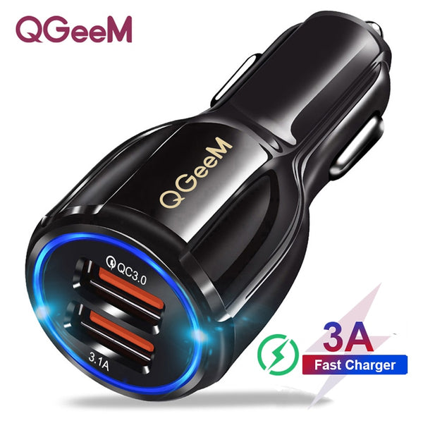 QGEEM Dual USB QC 3.0 Car Charger Quick Charge 3.0 Phone Charging Car Fast Charger 2Ports USB Portable Charger for iPhone Xiaom - iBay Direct