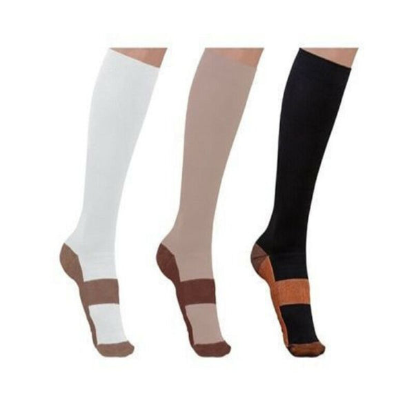 Womens Mens Copper Infused Compression Stockings 20-30mmHg Graduated Unisex Stockings - iBay Direct