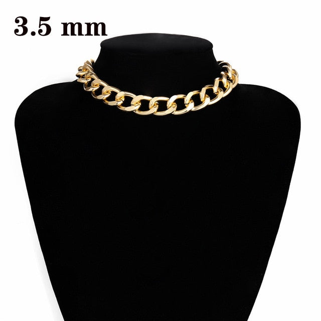 Punk Miami Cuban Choker Necklace Collar Statement Hip Hop Big Chunky Aluminum Gold Color Thick Chain Necklace Women Jewelry - iBay Direct