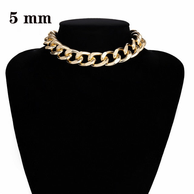 Punk Miami Cuban Choker Necklace Collar Statement Hip Hop Big Chunky Aluminum Gold Color Thick Chain Necklace Women Jewelry - iBay Direct