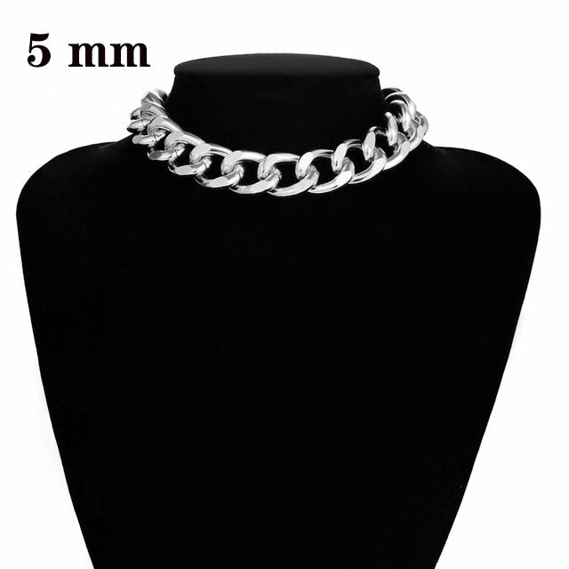 Punk Miami Cuban Choker Necklace Collar Statement Hip Hop Big Chunky Aluminum Gold Color Thick Chain Necklace Women Jewelry - iBay Direct