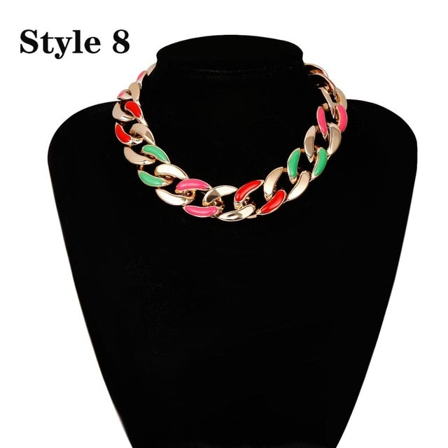 Punk Miami Cuban Choker Necklace Collar Statement Hip Hop Big Chunky Aluminum Gold Color Thick Chain Necklace Women Jewelry - iBay Direct