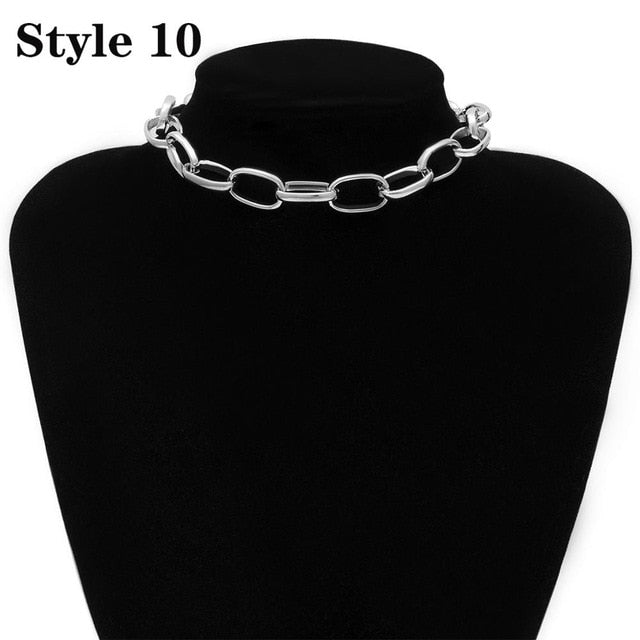 Punk Miami Cuban Choker Necklace Collar Statement Hip Hop Big Chunky Aluminum Gold Color Thick Chain Necklace Women Jewelry - iBay Direct
